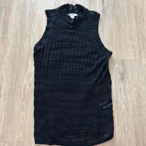 Helmut Lang Black Sheer Sleeveless Knit Top P